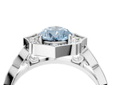 White gold Fancy Blue Pear  Halo Diamond Engagement Ring with Milgrain Band and Four-Prong Setting_89