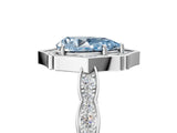 White gold Fancy Blue Pear  Halo Diamond Engagement Ring with Milgrain Band and Four-Prong Setting_90