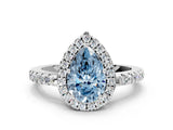 White gold Fancy Blue Pear  Halo Diamond Engagement Ring with Pavé Band and Four-Prong Setting_57