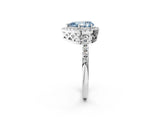 White gold Fancy Blue Pear  Halo Diamond Engagement Ring with Pavé Band and Four-Prong Setting_59