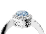 White gold Fancy Blue Pear  Halo Diamond Engagement Ring with Pavé Band and Four-Prong Setting_61