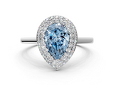White gold Fancy Blue Pear  Halo Diamond Engagement Ring with Solitaire Band and Four-Prong Setting_19