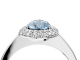 White gold Fancy Blue Pear  Halo Diamond Engagement Ring with Solitaire Band and Four-Prong Setting_24