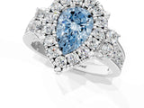 White gold Fancy Blue Pear  Halo Diamond Engagement Ring with Split Shank and Four-Prong Setting_55