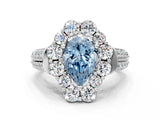 White gold Fancy Blue Pear  Halo Diamond Engagement Ring with Split Shank and Prong Setting_65