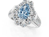 White gold Fancy Blue Pear  Halo Diamond Engagement Ring with Split Shank and Prong Setting_66
