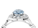White gold Fancy Blue Pear  Halo Diamond Engagement Ring with Twisted Band and Four-Prong Setting 2
