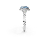 White gold Fancy Blue Pear  Halo Diamond Engagement Ring with Vintage-Inspired Band and Four-Prong Setting_5