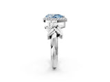 White gold Fancy Blue Pear  Halo Diamond Floral Band with Four-Prong Setting_57