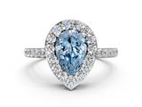 White gold Fancy Blue Pear  Halo Diamond Pavé Band Ring with Prong Setting_20