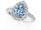 White gold Fancy Blue Pear  Halo Diamond Pavé Band Ring with Prong Setting_21