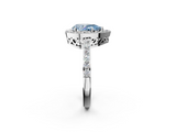 White gold Fancy Blue Pear  Halo Diamond Pavé Band Ring with Prong Setting_22