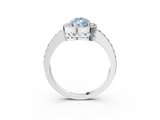 White gold Fancy Blue Pear  Halo Diamond Pavé Band Ring with Prong Setting_23