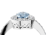 White gold Fancy Blue Pear  Halo Diamond Pavé Band Ring with Prong Setting_24