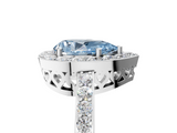 White gold Fancy Blue Pear  Halo Diamond Pavé Band Ring with Prong Setting_25