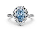 White gold Fancy Blue Pear  Halo Diamond Pavé Solitaire Ring_45