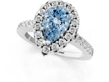 White gold Fancy Blue Pear  Halo Diamond Pavé Solitaire Ring_46