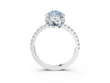 White gold Fancy Blue Pear  Halo Diamond Pave Band Ring with Four-Prong Setting_18