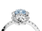 White gold Fancy Blue Pear  Halo Diamond Pave Band Ring with Four-Prong Setting_19