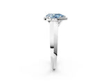 White gold Fancy Blue Pear  Halo Diamond Ring with Cathedral Band and Four-Prong Setting_50