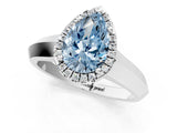 White gold Fancy Blue Pear  Halo Diamond Ring with Cathedral Band and Four-Prong Setting_50