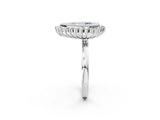 White gold Fancy Blue Pear  Halo Diamond Ring with Milgrain Edge and Round Prong Setting_40