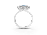White gold Fancy Blue Pear  Halo Diamond Ring with Milgrain Edge and Round Prong Setting_41
