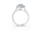 White gold Fancy Blue Pear  Halo Diamond Ring with Pavé Band and Prong Setting_23