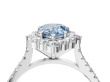 White gold Fancy Blue Pear  Halo Diamond Ring with Pavé Band and Prong Setting_24