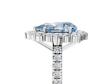 White gold Fancy Blue Pear  Halo Diamond Ring with Pavé Band and Prong Setting_25