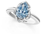 White gold Fancy Blue Pear  Halo Diamond Ring with Round Cluster Setting, Solitaire Band, and Four-Prong Setting_85