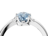 White gold Fancy Blue Pear  Halo Diamond Ring with Round Cluster Setting, Solitaire Band, and Four-Prong Setting_92