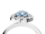 White gold Fancy Blue Pear  Halo Diamond Solitaire with Pavé Band and Four-Prong Setting_107