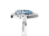 White gold Fancy Blue Pear  Halo Diamond Solitaire with Pavé Band and Four-Prong Setting_108