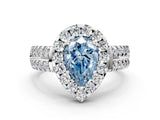 White gold Fancy Blue Pear  Halo Diamond Split Shank Engagement Ring with Prong Setting_26