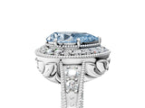 White gold Fancy Blue Pear  Halo Diamond Split Shank Ring with Milgrain Detail_54