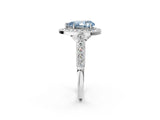 White gold Fancy Blue Pear  Halo Milgrain Solitaire with Bezel Set Side Stones and Pave Band_70