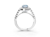 White gold Fancy Blue Pear  Halo Milgrain Solitaire with Bezel Set Side Stones and Pave Band_71