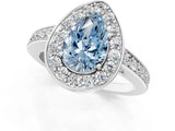 White gold Fancy Blue Pear  Halo Pavé Diamond Engagement Ring with Bezel Setting_50