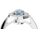 White gold Fancy Blue Pear  Halo Pavé Diamond Engagement Ring with Bezel Setting_53