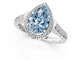 White gold Fancy Blue Pear  Halo Pavé Diamond Engagement Ring with Four-Prong Setting_28