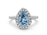 White gold Fancy Blue Pear  Halo Pavé Diamond Engagement Ring with Four-Prong Setting_3