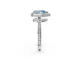 White gold Fancy Blue Pear  Halo Pave Band Solitaire Ring with Prong Setting_69