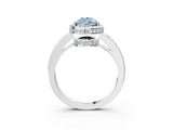 White gold Fancy Blue Pear  Halo Pave Band Solitaire Ring with Prong Setting_69