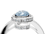White gold Fancy Blue Pear  Halo Pave Band Solitaire Ring with Prong Setting_70