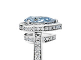 White gold Fancy Blue Pear  Halo Pave Band Solitaire Ring with Prong Setting_72