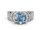 White gold Fancy Blue Pear  Halo Pave Diamond Engagement Ring with Milgrain Detailing_48