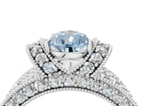 White gold Fancy Blue Pear  Halo Pave Diamond Engagement Ring with Milgrain Detailing_52