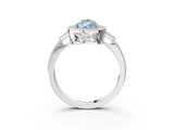White gold Fancy Blue Pear  Halo Round Diamond Milgrain Pave Engagement Ring_6