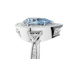 White gold Fancy Blue Pear  Halo Round Diamond Milgrain Pave Engagement Ring_8